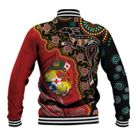 Tonga Ngatu and Australia Together Baseball Jacket Polynesian Humpback Whale and Aboriginal Kangaroo LT03 - Polynesian Pride