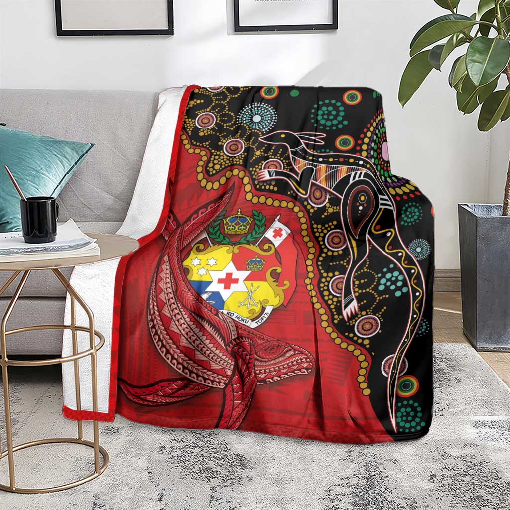 Tonga Ngatu and Australia Together Blanket Polynesian Humpback Whale and Aboriginal Kangaroo LT03 - Polynesian Pride