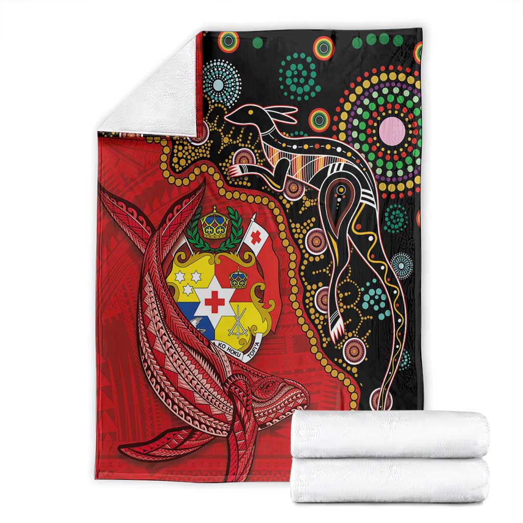 Tonga Ngatu and Australia Together Blanket Polynesian Humpback Whale and Aboriginal Kangaroo LT03 - Polynesian Pride
