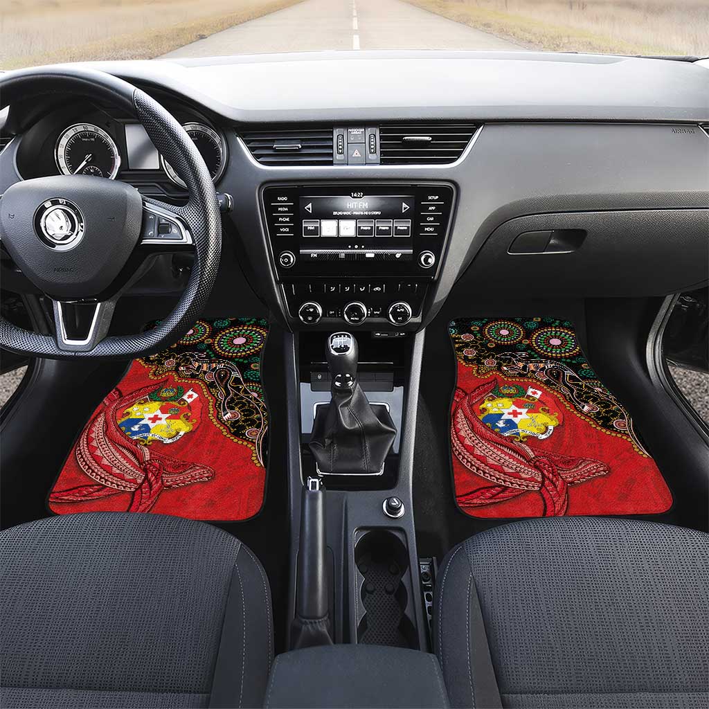 Tonga Ngatu and Australia Together Car Mats Polynesian Humpback Whale and Aboriginal Kangaroo