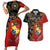 Tonga Ngatu and Australia Together Couples Matching Short Sleeve Bodycon Dress and Hawaiian Shirt Polynesian Humpback Whale and Aboriginal Kangaroo