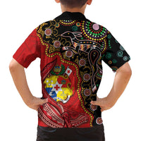 Tonga Ngatu and Australia Together Family Matching Long Sleeve Bodycon Dress and Hawaiian Shirt Polynesian Humpback Whale and Aboriginal Kangaroo LT03 - Polynesian Pride