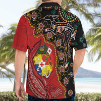 Tonga Ngatu and Australia Together Hawaiian Shirt Polynesian Humpback Whale and Aboriginal Kangaroo LT03 - Polynesian Pride