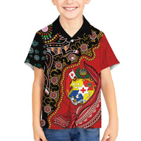 Tonga Ngatu and Australia Together Hawaiian Shirt Polynesian Humpback Whale and Aboriginal Kangaroo LT03 - Polynesian Pride