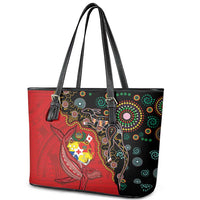 Tonga Ngatu and Australia Together Leather Tote Bag Polynesian Humpback Whale and Aboriginal Kangaroo LT03 - Polynesian Pride