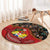 Tonga Ngatu and Australia Together Round Carpet Polynesian Humpback Whale and Aboriginal Kangaroo