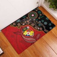 Tonga Ngatu and Australia Together Rubber Doormat Polynesian Humpback Whale and Aboriginal Kangaroo LT03 - Polynesian Pride