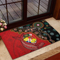 Tonga Ngatu and Australia Together Rubber Doormat Polynesian Humpback Whale and Aboriginal Kangaroo LT03 - Polynesian Pride