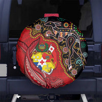 Tonga Ngatu and Australia Together Spare Tire Cover Polynesian Humpback Whale and Aboriginal Kangaroo LT03 - Polynesian Pride