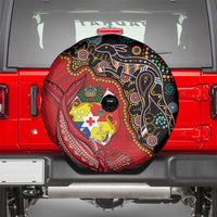 Tonga Ngatu and Australia Together Spare Tire Cover Polynesian Humpback Whale and Aboriginal Kangaroo LT03 - Polynesian Pride