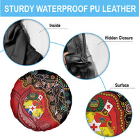 Tonga Ngatu and Australia Together Spare Tire Cover Polynesian Humpback Whale and Aboriginal Kangaroo LT03 - Polynesian Pride