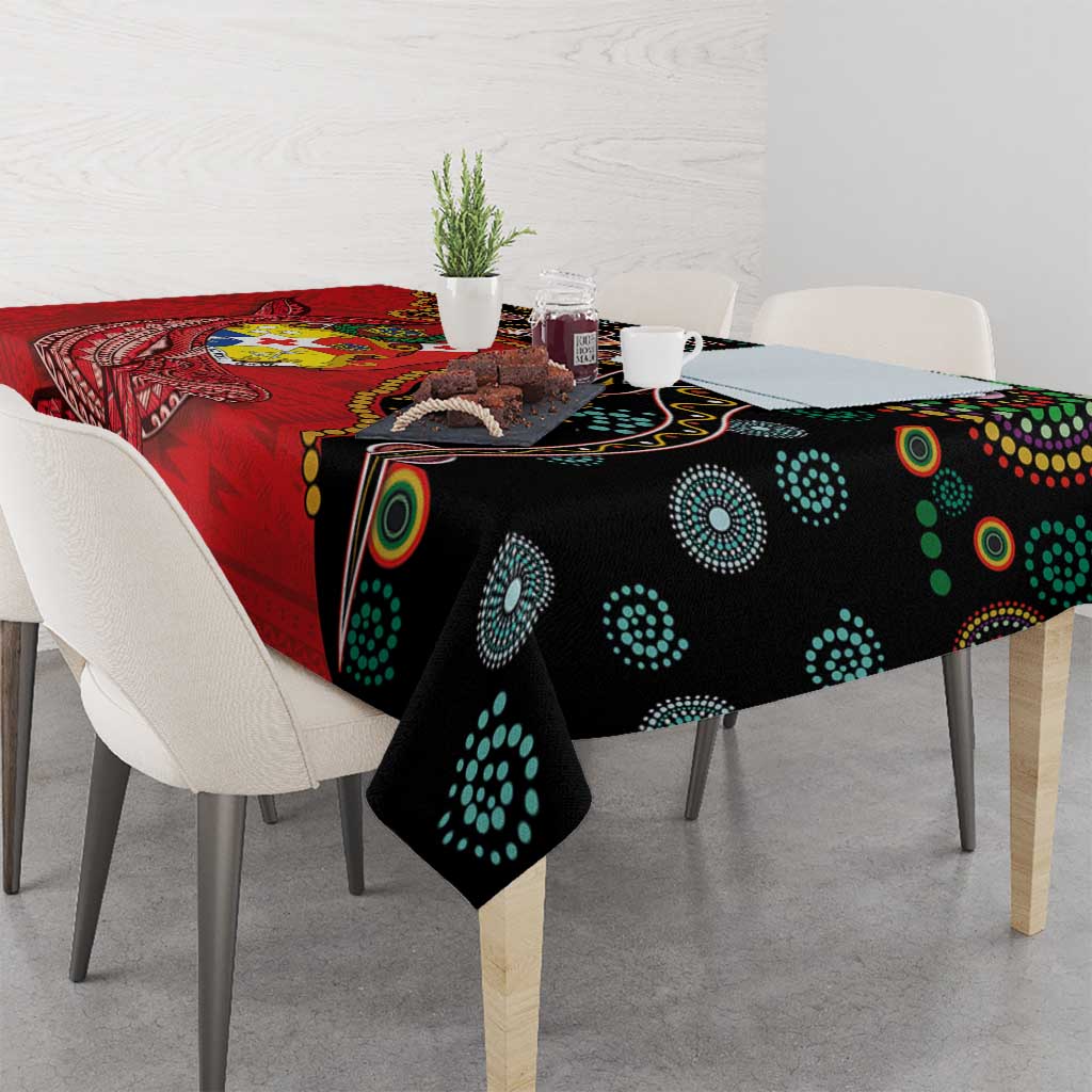 Tonga Ngatu and Australia Together Tablecloth Polynesian Humpback Whale and Aboriginal Kangaroo LT03 - Polynesian Pride