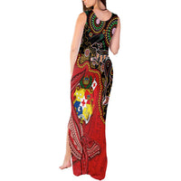 Tonga Ngatu and Australia Together Tank Maxi Dress Polynesian Humpback Whale and Aboriginal Kangaroo LT03 - Polynesian Pride