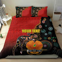 Personalised Papua New Guinea and Australia Together Bedding Set Bird-of-paradise and Kangaroo with Aboriginal Pattern