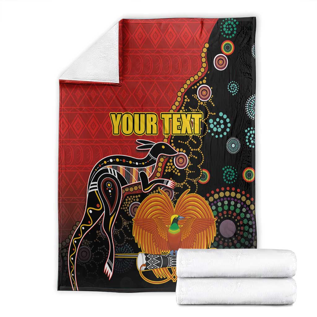 Personalised Papua New Guinea and Australia Together Blanket Bird-of-paradise and Kangaroo with Aboriginal Pattern LT03 - Polynesian Pride