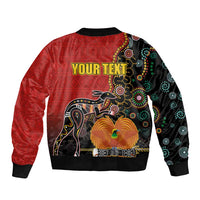 Personalised Papua New Guinea and Australia Together Bomber Jacket Bird-of-paradise and Kangaroo with Aboriginal Pattern