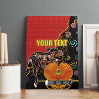 Personalised Papua New Guinea and Australia Together Canvas Wall Art Bird-of-paradise and Kangaroo with Aboriginal Pattern LT03 - Polynesian Pride