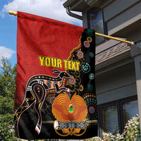 Personalised Papua New Guinea and Australia Together Garden Flag Bird-of-paradise and Kangaroo with Aboriginal Pattern LT03 - Polynesian Pride