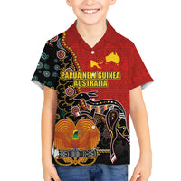 Personalised Papua New Guinea and Australia Together Hawaiian Shirt Bird-of-paradise and Kangaroo with Aboriginal Pattern LT03 - Polynesian Pride