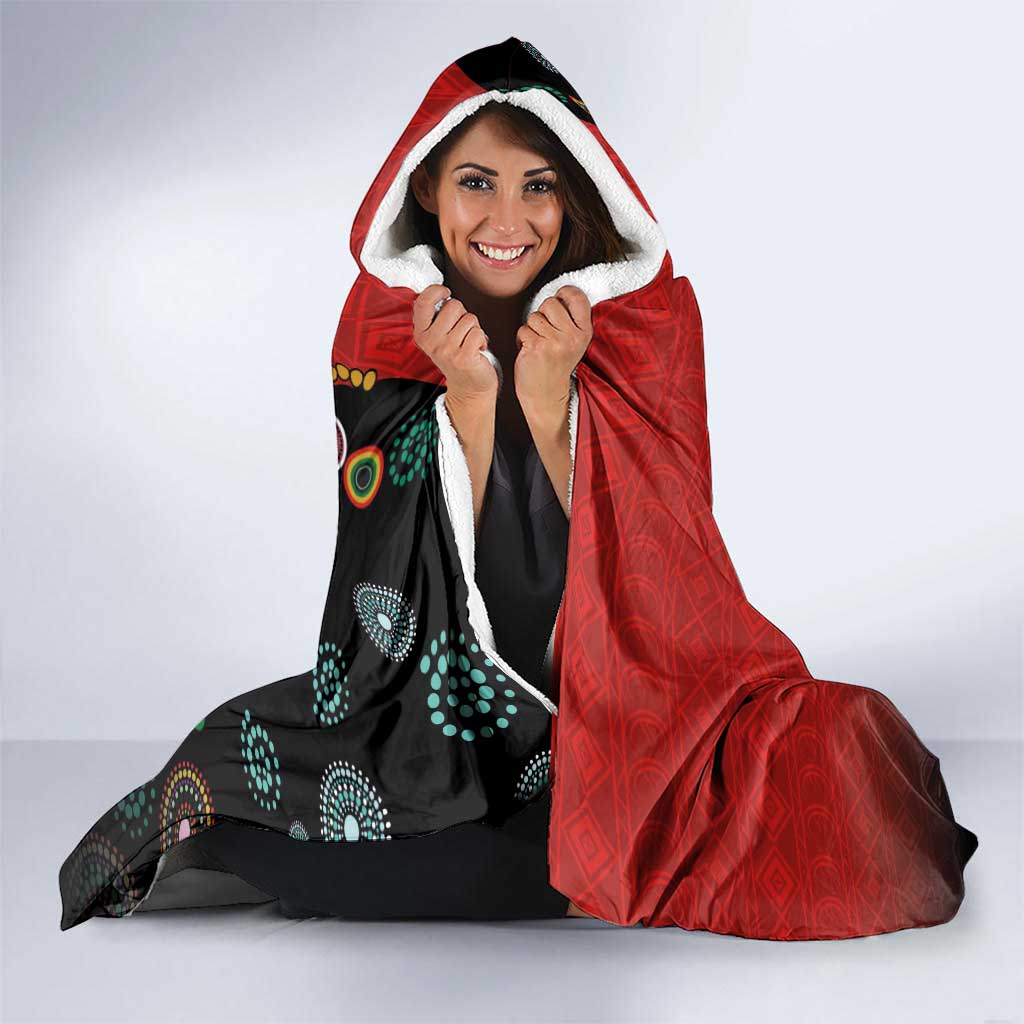 Personalised Papua New Guinea and Australia Together Hooded Blanket Bird-of-paradise and Kangaroo with Aboriginal Pattern LT03 - Polynesian Pride