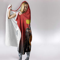 Personalised Papua New Guinea and Australia Together Hooded Blanket Bird-of-paradise and Kangaroo with Aboriginal Pattern LT03 - Polynesian Pride
