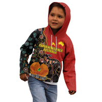 Personalised Papua New Guinea and Australia Together Kid Hoodie Bird-of-paradise and Kangaroo with Aboriginal Pattern