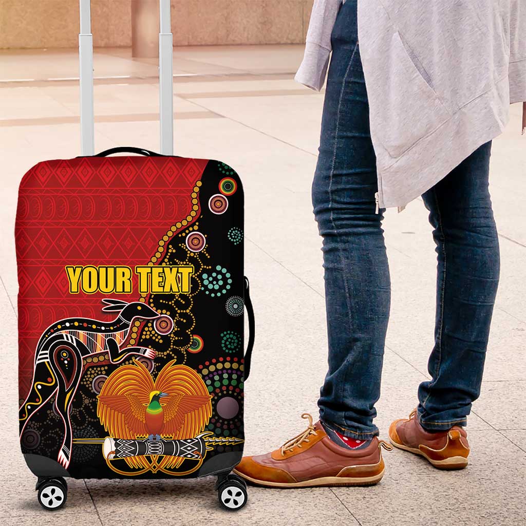 Personalised Papua New Guinea and Australia Together Luggage Cover Bird-of-paradise and Kangaroo with Aboriginal Pattern