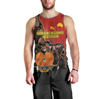Personalised Papua New Guinea and Australia Together Men Tank Top Bird-of-paradise and Kangaroo with Aboriginal Pattern LT03 - Polynesian Pride