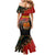 Personalised Papua New Guinea and Australia Together Mermaid Dress Bird-of-paradise and Kangaroo with Aboriginal Pattern