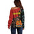 Personalised Papua New Guinea and Australia Together Off Shoulder Sweater Bird-of-paradise and Kangaroo with Aboriginal Pattern