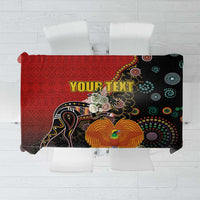 Personalised Papua New Guinea and Australia Together Tablecloth Bird-of-paradise and Kangaroo with Aboriginal Pattern LT03 Red - Polynesian Pride