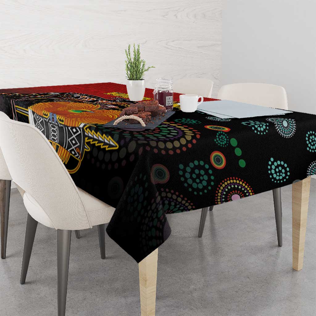 Personalised Papua New Guinea and Australia Together Tablecloth Bird-of-paradise and Kangaroo with Aboriginal Pattern LT03 - Polynesian Pride