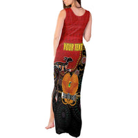 Personalised Papua New Guinea and Australia Together Tank Maxi Dress Bird-of-paradise and Kangaroo with Aboriginal Pattern
