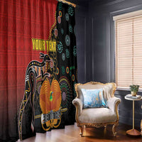 Personalised Papua New Guinea and Australia Together Window Curtain Bird-of-paradise and Kangaroo with Aboriginal Pattern LT03 - Polynesian Pride