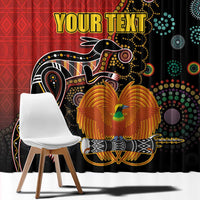 Personalised Papua New Guinea and Australia Together Window Curtain Bird-of-paradise and Kangaroo with Aboriginal Pattern LT03 - Polynesian Pride