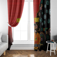Personalised Papua New Guinea and Australia Together Window Curtain Bird-of-paradise and Kangaroo with Aboriginal Pattern LT03 - Polynesian Pride