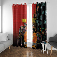 Personalised Papua New Guinea and Australia Together Window Curtain Bird-of-paradise and Kangaroo with Aboriginal Pattern LT03 With Grommets Red - Polynesian Pride