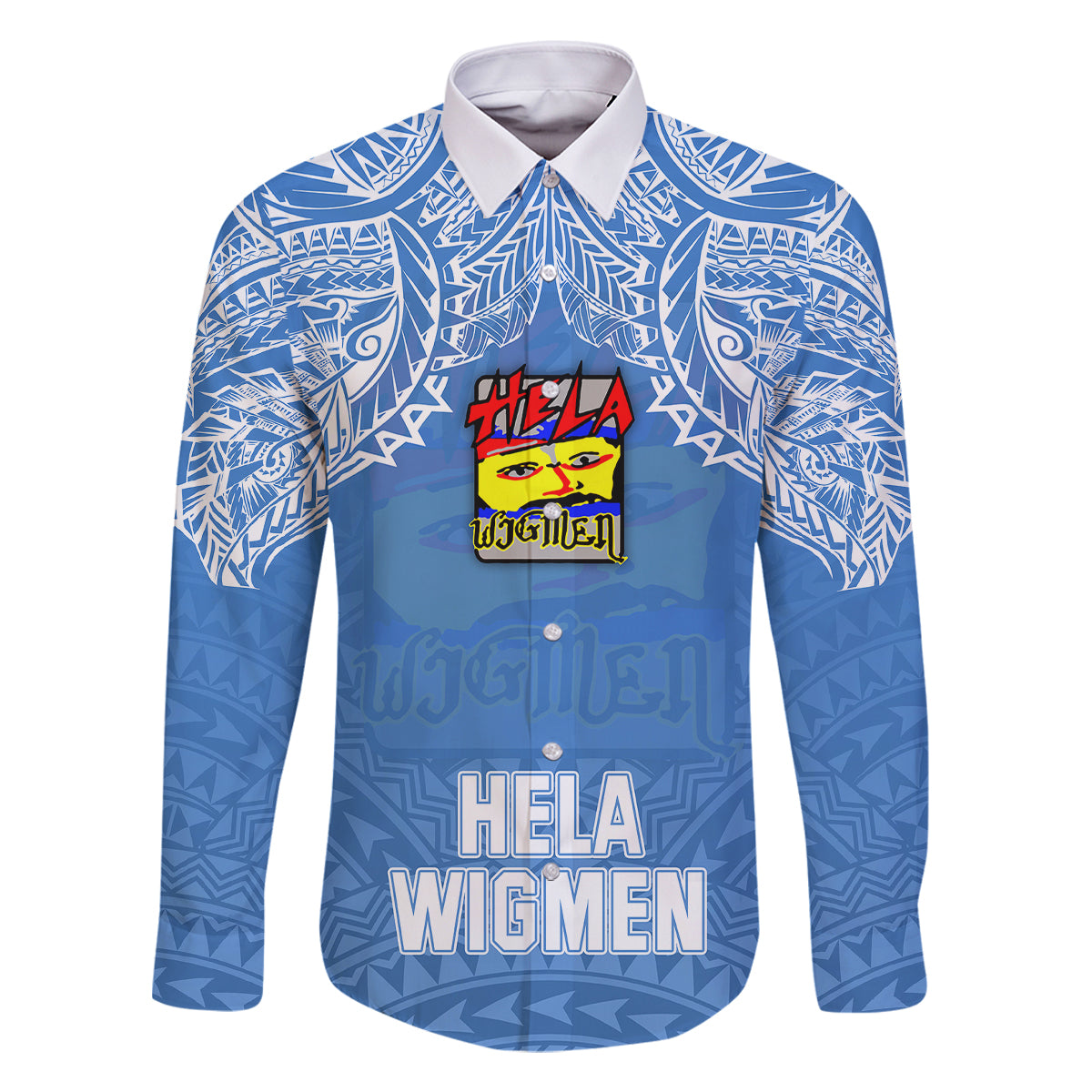 Hela Wigmen Rugby Family Matching Short Sleeve Bodycon Dress and Hawaiian Shirt Papua New Guinea Polynesian Tattoo LT03 Dad's Shirt - Long Sleeve Blue - Polynesian Pride
