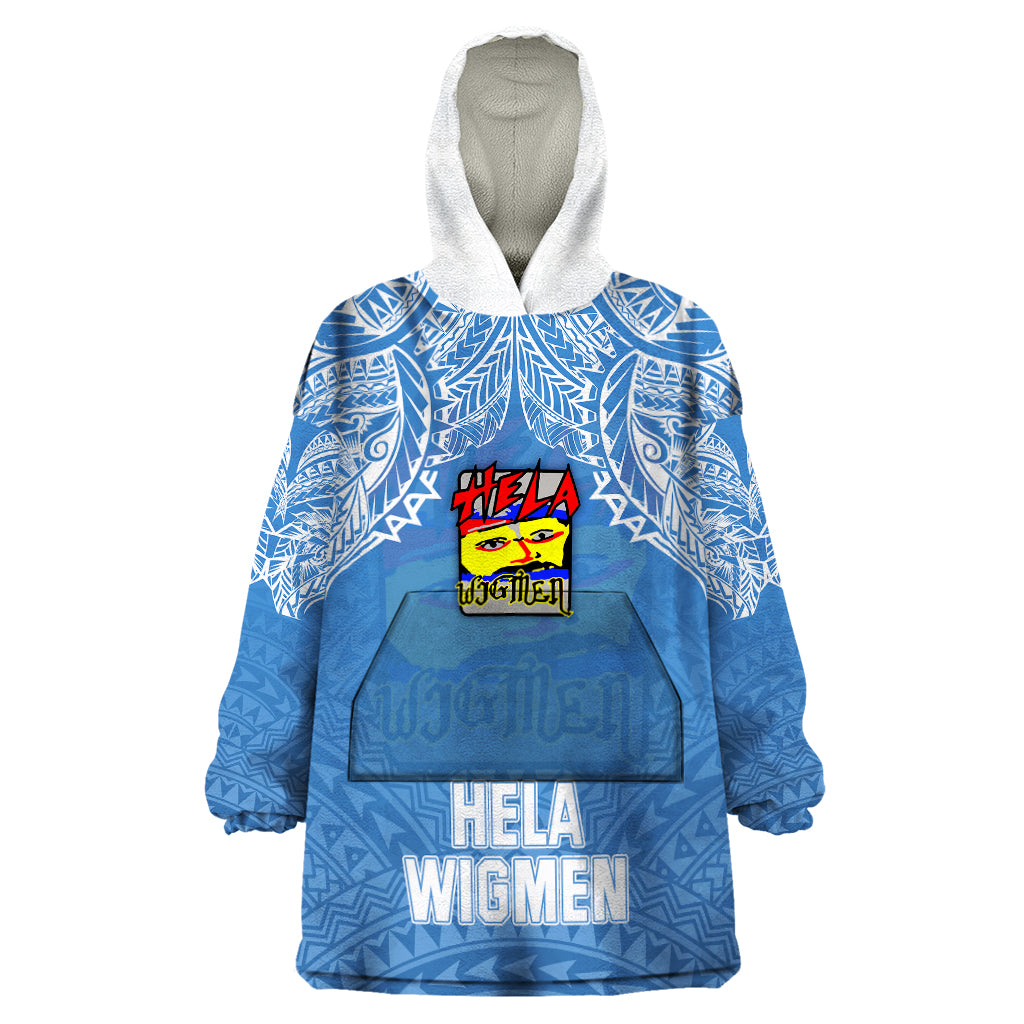 Hela Wigmen Rugby Wearable Blanket Hoodie Papua New Guinea Polynesian Tattoo LT03 One Size Blue - Polynesian Pride