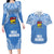 Custom Hela Wigmen Rugby Couples Matching Long Sleeve Bodycon Dress and Hawaiian Shirt Papua New Guinea Polynesian Tattoo LT03 Blue - Polynesian Pride