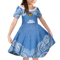 Custom Hela Wigmen Rugby Family Matching Mermaid Dress and Hawaiian Shirt Papua New Guinea Polynesian Tattoo LT03 Daughter's Dress Blue - Polynesian Pride