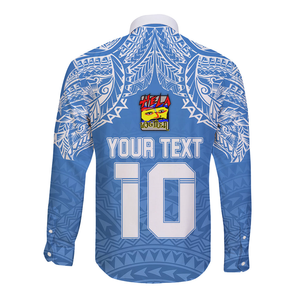 Custom Hela Wigmen Rugby Long Sleeve Button Shirt Papua New Guinea Polynesian Tattoo LT03 - Polynesian Pride
