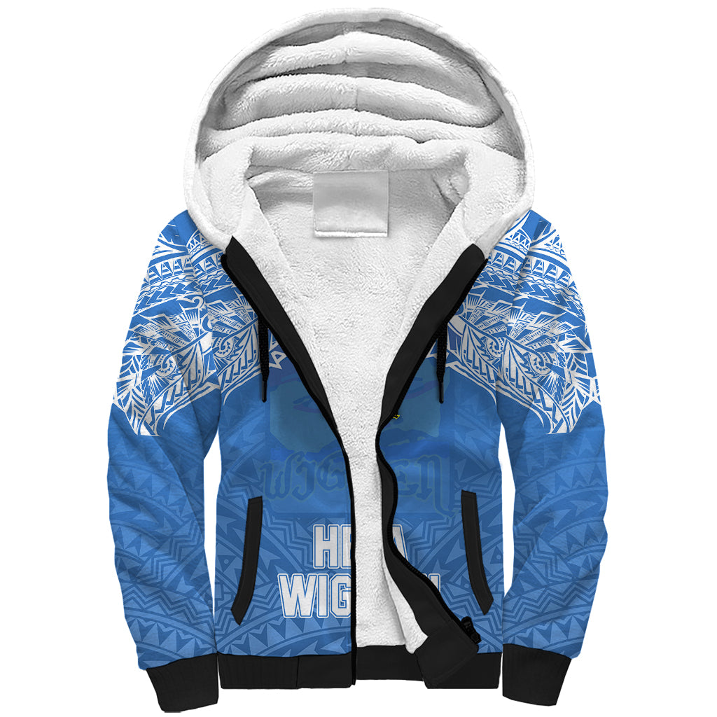 Custom Hela Wigmen Rugby Sherpa Hoodie Papua New Guinea Polynesian Tattoo LT03 Unisex Blue - Polynesian Pride