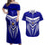 Kimbe Cutters Rugby Couples Matching Off Shoulder Maxi Dress and Hawaiian Shirt Papua New Guinea Polynesian Tattoo Blue Version LT03 Blue - Polynesian Pride