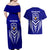 Kimbe Cutters Rugby Couples Matching Off Shoulder Maxi Dress and Hawaiian Shirt Papua New Guinea Polynesian Tattoo Blue Version LT03 - Polynesian Pride