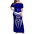 Kimbe Cutters Rugby Family Matching Off Shoulder Maxi Dress and Hawaiian Shirt Papua New Guinea Polynesian Tattoo Blue Version LT03 Mom's Dress Blue - Polynesian Pride