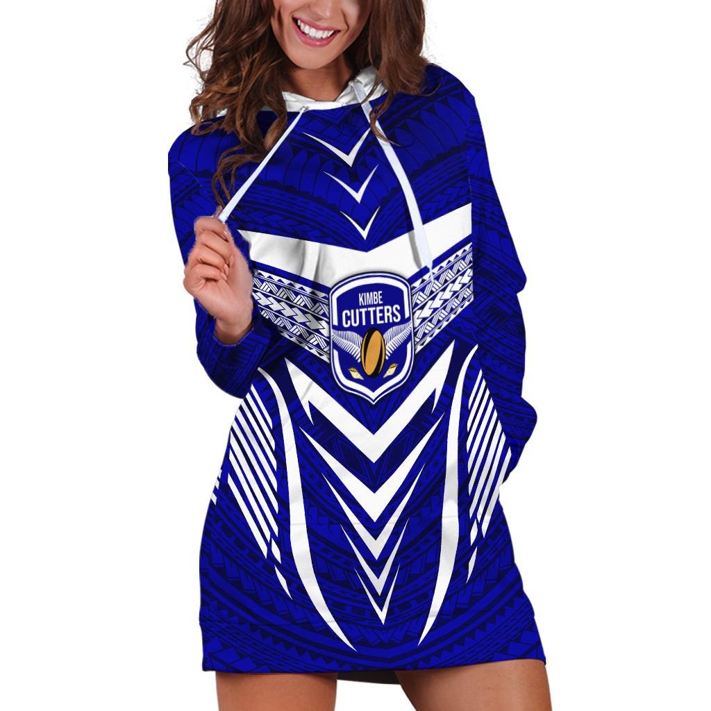 Kimbe Cutters Rugby Hoodie Dress Papua New Guinea Polynesian Tattoo Blue Version LT03 Blue - Polynesian Pride