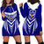 Kimbe Cutters Rugby Hoodie Dress Papua New Guinea Polynesian Tattoo Blue Version LT03 - Polynesian Pride