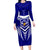 Kimbe Cutters Rugby Long Sleeve Bodycon Dress Papua New Guinea Polynesian Tattoo Blue Version LT03 Long Dress Blue - Polynesian Pride