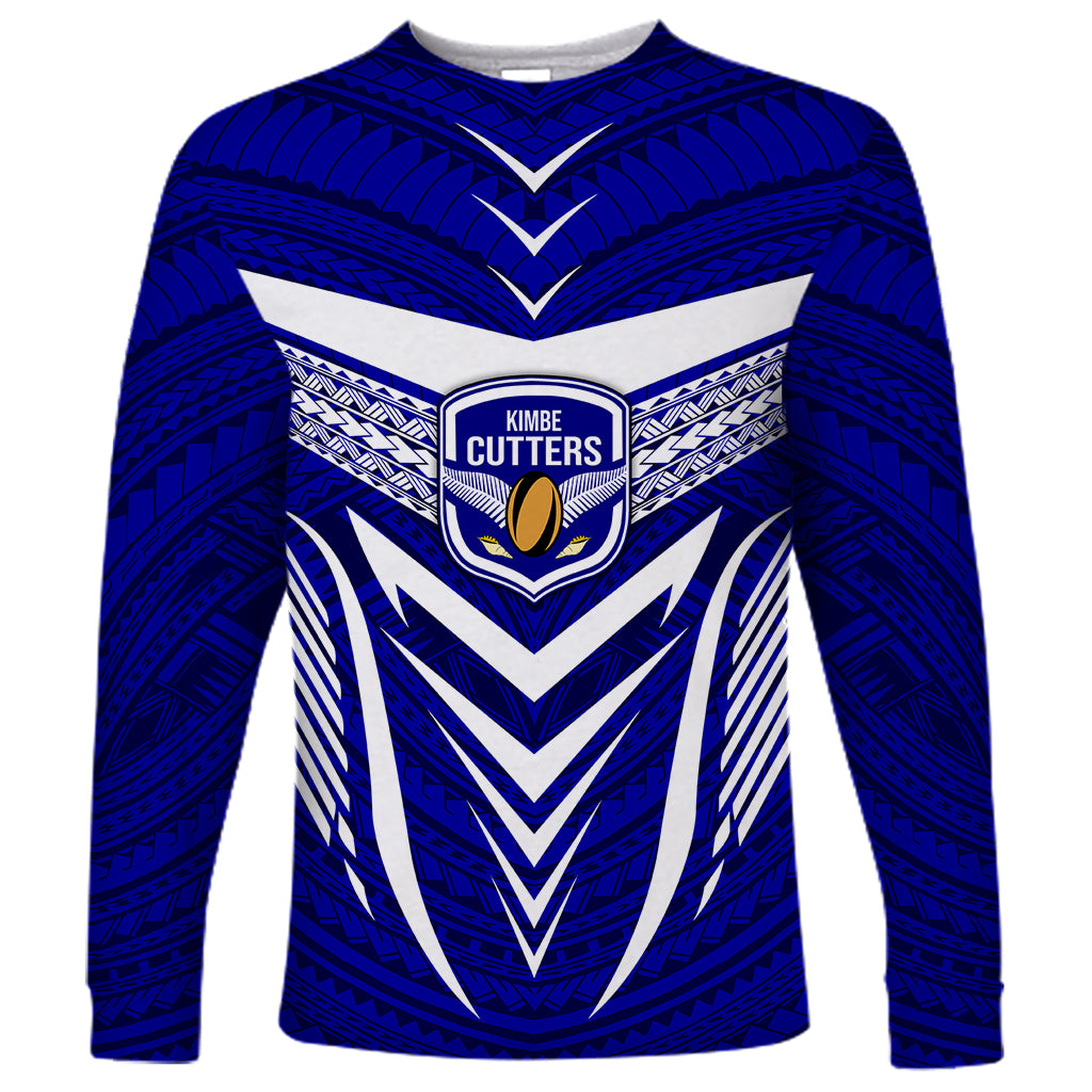 Kimbe Cutters Rugby Long Sleeve Shirt Papua New Guinea Polynesian Tattoo Blue Version LT03 Unisex Blue - Polynesian Pride